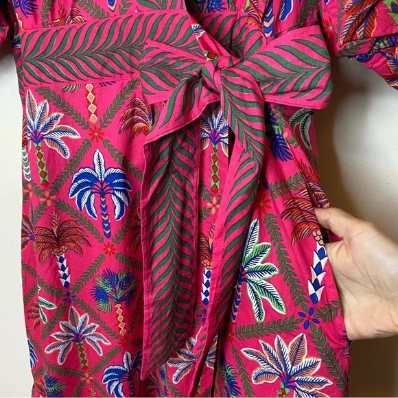 PRINTFRESH NEW Gabriela Midi Wrap Dress in Palm Tree Multi Pink Sz 1X - Picture 9 of 14